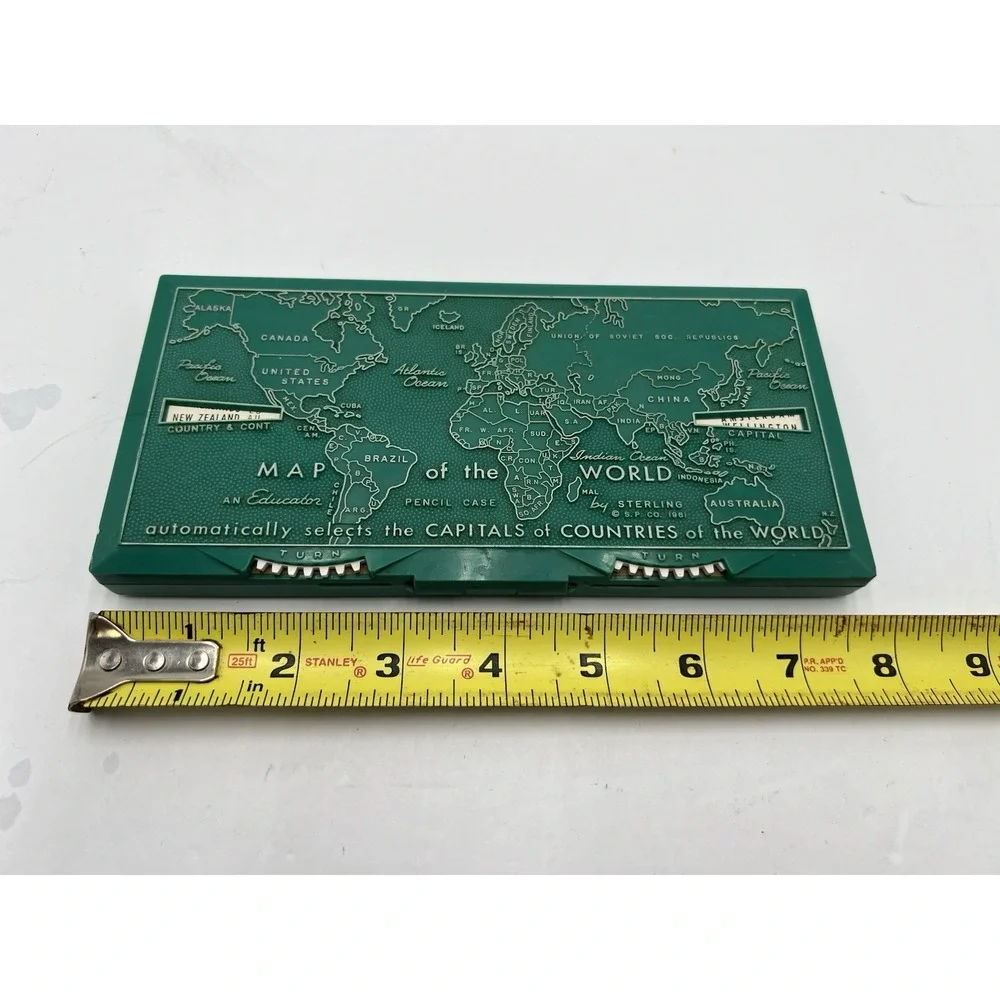 Vintage 1960 Sterling Map of the World Educator Pencil Case No 538 USA